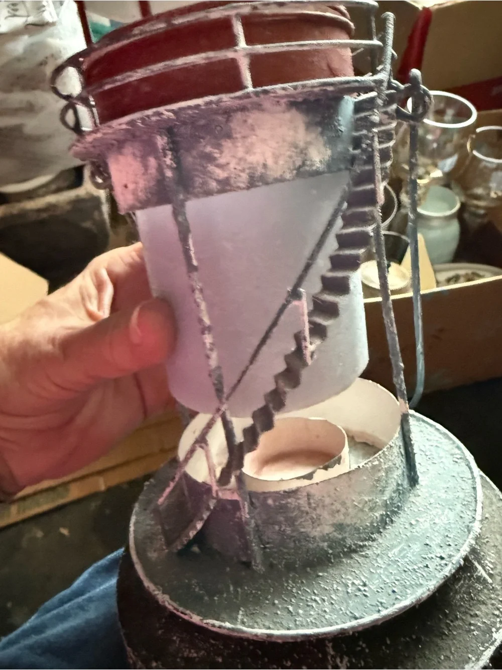 Rustic Red & Cream Lighthouse Candle Holder - Home Accents